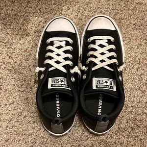 Youth Black Leather Converse Lows